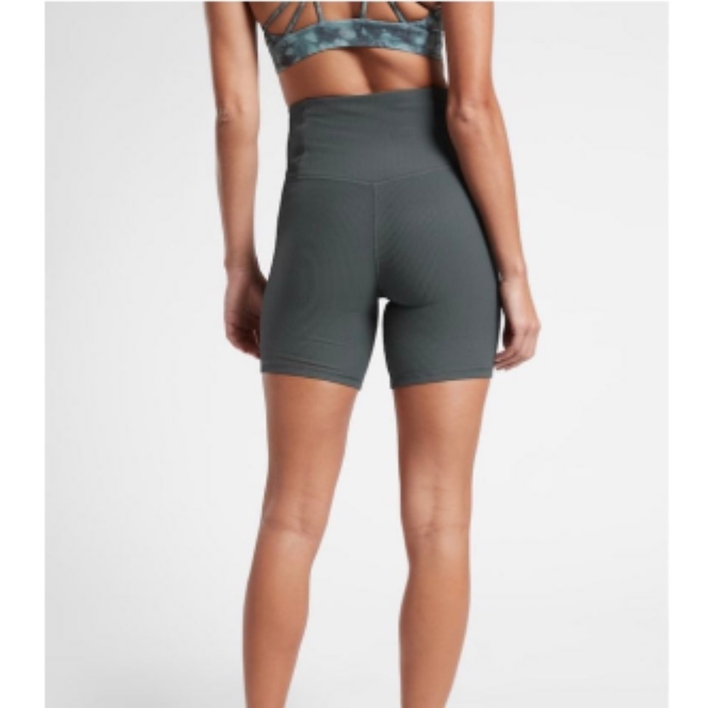 High-rise Green/Sage Athleta Biker shorts - Picture 3 of 3